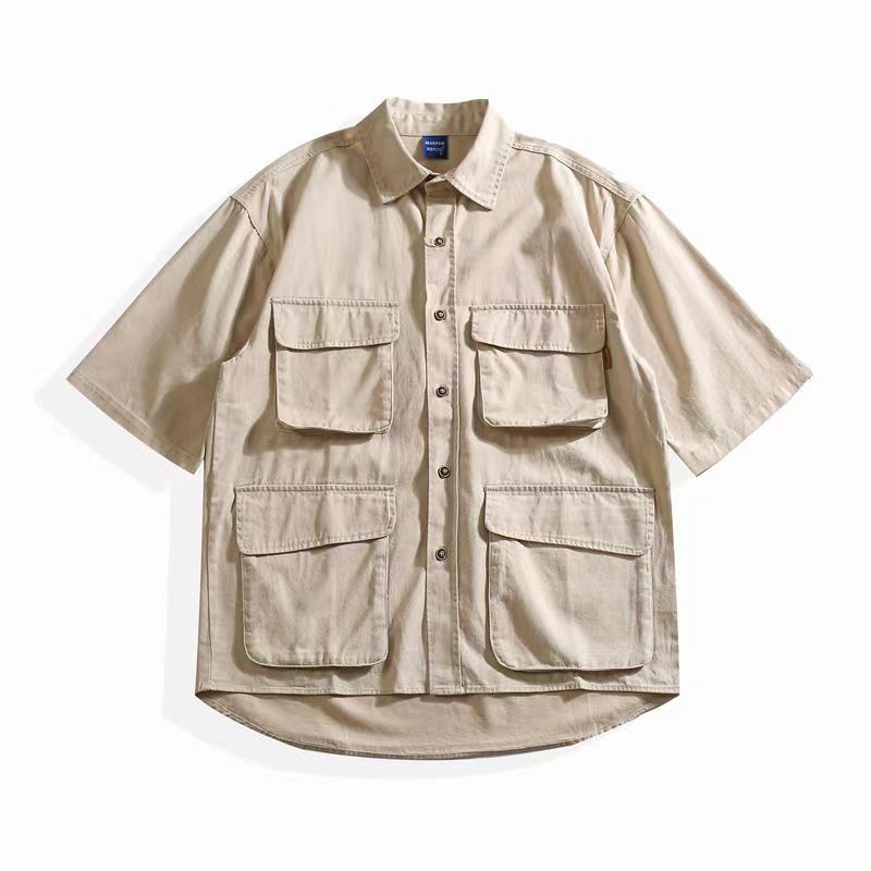 Japanese Brand Streetwear Vintage - American Vintage Workwear Multi-pocket Short-sleeved Shirt