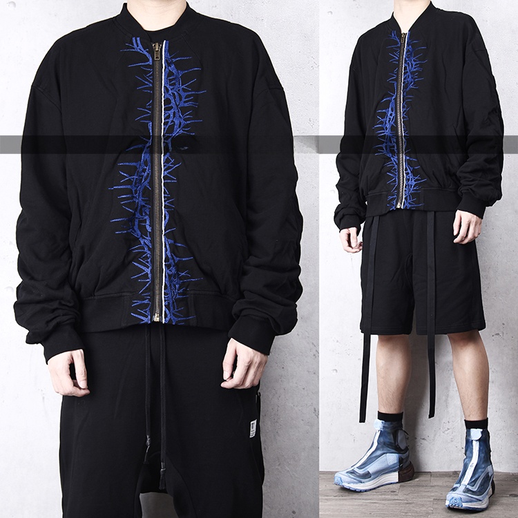 Streetwear Brand Essentials - Essential Poet Blue Thistle Embroidered Fleece