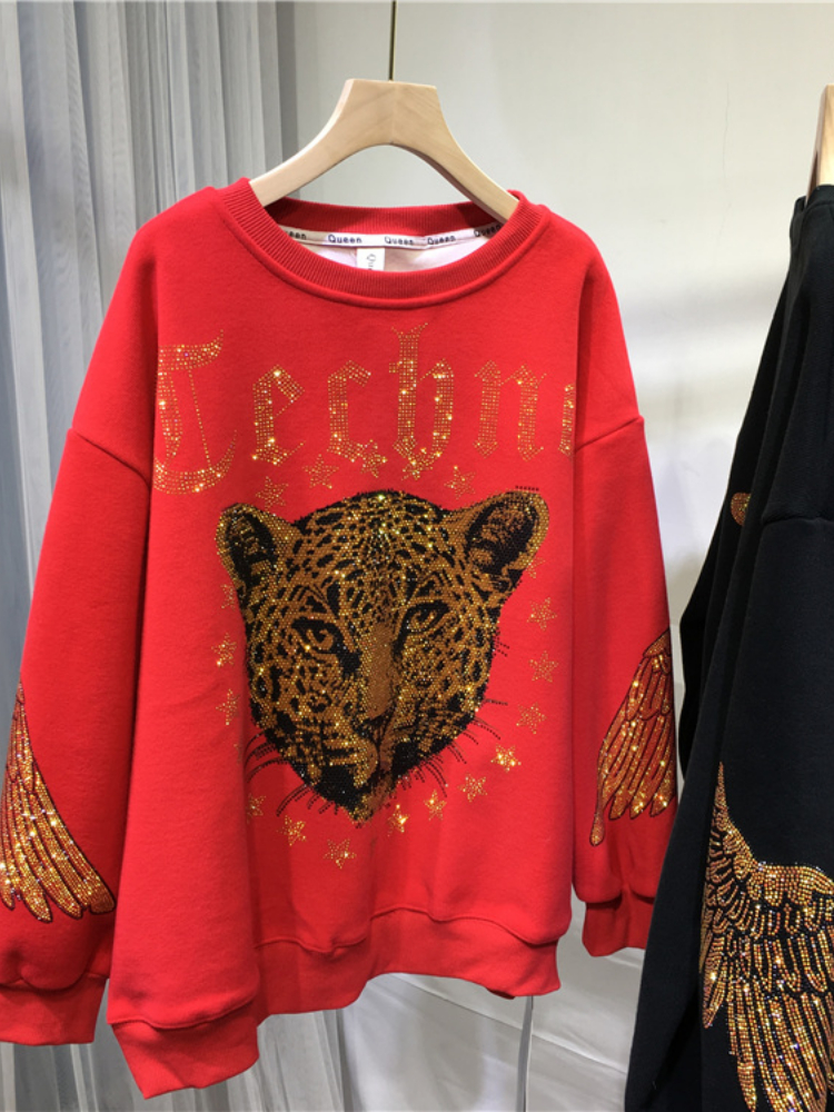 Leopard Rhinestones L-4XL Plus - огляд і ціна Streetwear Brand